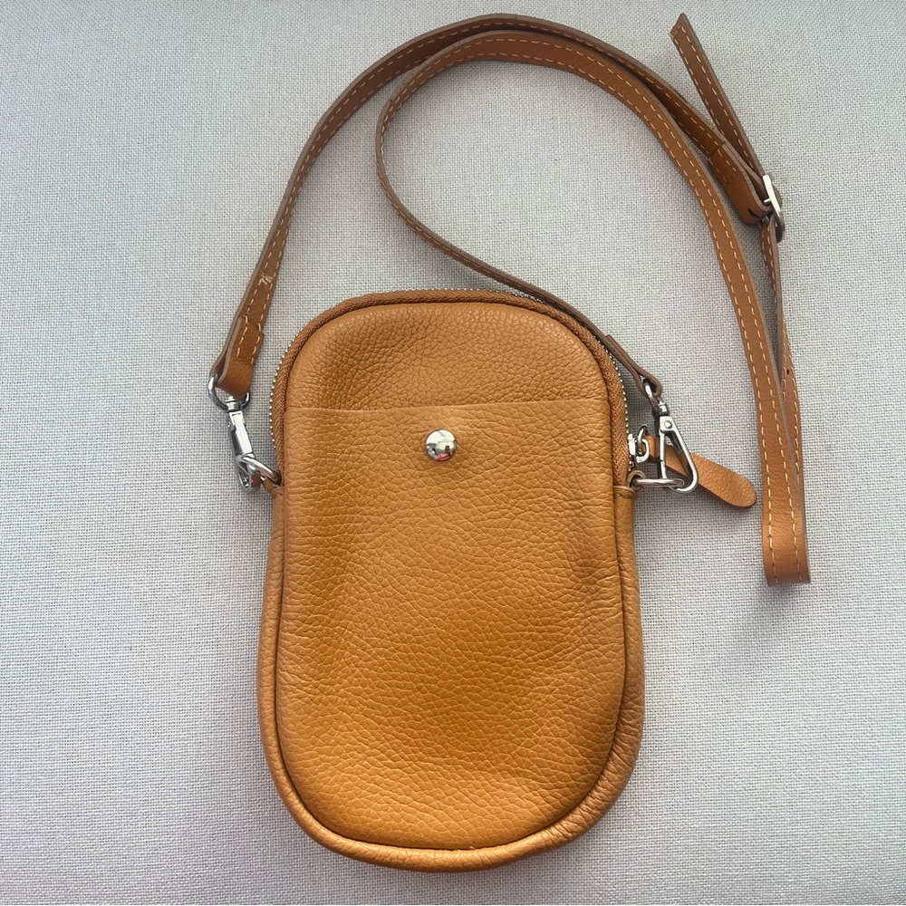 Divina Firenze Crossbody Purse Tan Leather Made in Italy